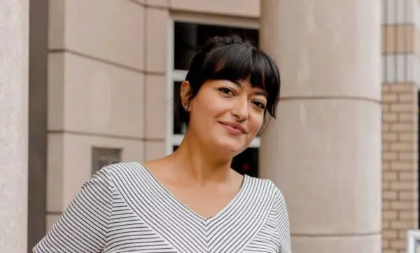 Angela Solano Doncel in front of the Hub