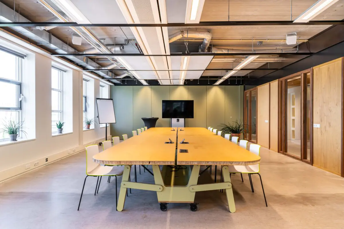 Maple meeting room with board room setup