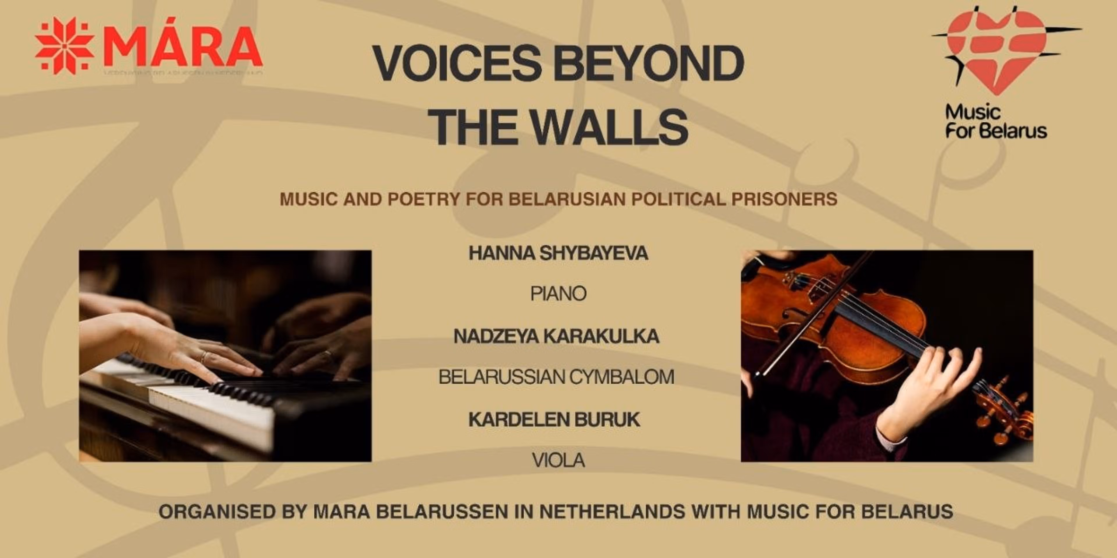 Benefietconcert met muziek en poëzie voor Belarusische politieke gevangenen Voices Beyond the Walls!